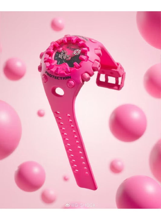 Alien Eyes Analog-Digital Men's Watch GA-V01-4ADR, 58.2 mm Pink Dial, Pink Resin Band, 200 m WR