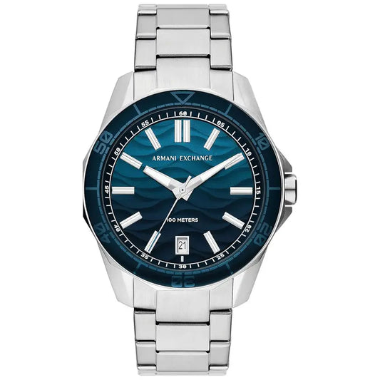 Armani Exchange Men’s Quartz Silver Stainless Steel Blue Dial 44mm Watch AX1950