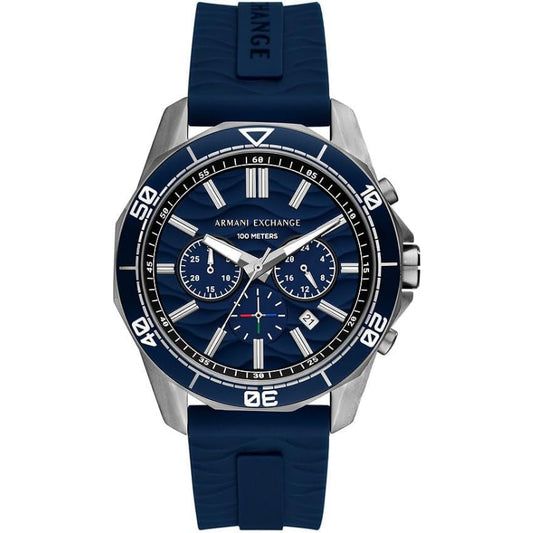 Armani Exchange Men’s Quartz Blue Silicone Strap Blue Dial 44mm Watch AX1960
