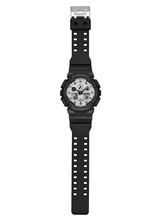 G-SHOCK Men's Watch Analog-Digital Black and Brilliant White - GA-100WD-1ADR