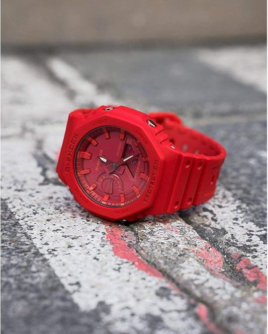 Casio G-Shock Qq Series GA-2100-4APRTC Analog Quartz Red Resin Unisex Watch