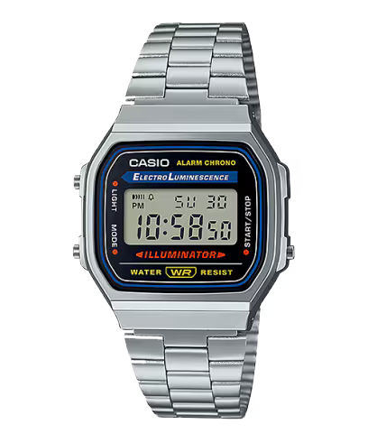 Casio Unisex-Uhr Digital mit Edelstahlarmband – A168WA